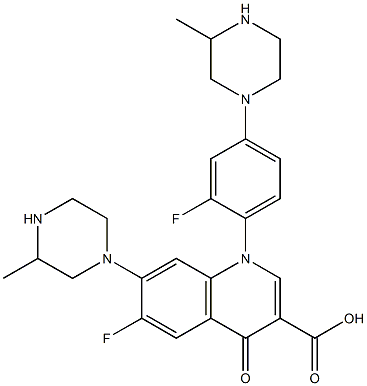 6-Fluoro-1-[2-fluoro-4-(3-methylpiperazino)phenyl]-7-(3-methylpiperazino)-1,4-dihydro-4-oxoquinoline-3-carboxylic acid Struktur