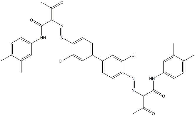 4,4'-Bis[[1-(3,4-dimethylphenylamino)-1,3-dioxobutan-2-yl]azo]-3,3'-dichloro-1,1'-biphenyl Struktur