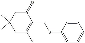 3,5,5-Trimethyl-2-[(phenylthio)methyl]-2-cyclohexen-1-one Struktur