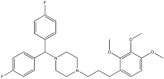 1-[Bis(4-fluorophenyl)methyl]-4-[3-(2,3,4-trimethoxyphenyl)propyl]piperazine Struktur