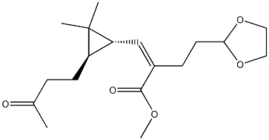 (2Z)-3-[(1R,3R)-2,2-Dimethyl-3-(3-oxobutyl)cyclopropyl]-2-[2-(1,3-dioxolan-2-yl)ethyl]acrylic acid methyl ester Struktur