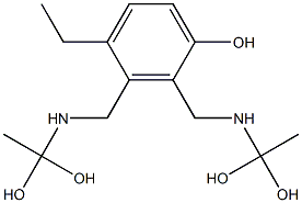 2,3-Bis[[(1,1-dihydroxyethyl)amino]methyl]-4-ethylphenol Struktur