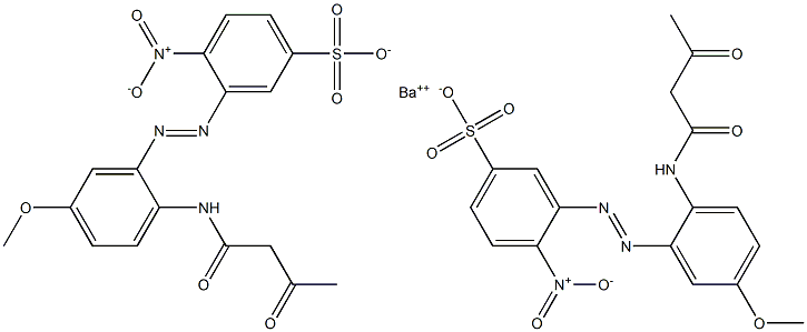 Bis[3-[2-(1,3-dioxobutylamino)-5-methoxyphenylazo]-4-nitrobenzenesulfonic acid]barium salt Struktur