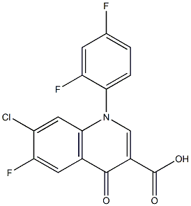 6-Fluoro-1-(2,4-difluorophenyl)-7-chloro-1,4-dihydro-4-oxoquinoline-3-carboxylic acid Struktur