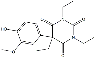 5-Ethyl-5-(3-methoxy-4-hydroxyphenyl)-1-ethyl-3-ethylpyrimidine-2,4,6(1H,3H,5H)-trione Struktur