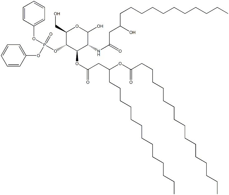 4-O-(Diphenoxyphosphinyl)-3-O-[3-(palmitoyloxy)palmitoyl]-2-[(3-hydroxymyristoyl)amino]-2-deoxy-D-glucopyranose Struktur