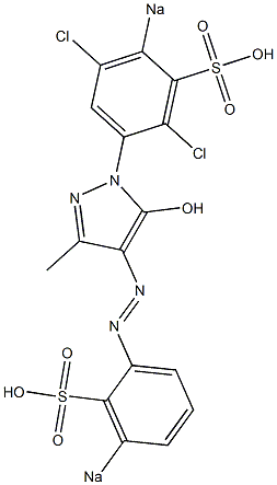 1-(2,5-Dichloro-4-sodiosulfophenyl)-3-methyl-4-(3-sodiosulfophenylazo)-1H-pyrazol-5-ol Struktur