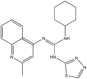 1-Cyclohexyl-2-(2-methyl-4-quinolyl)-3-(1,3,4-thiadiazol-2-yl)guanidine Struktur