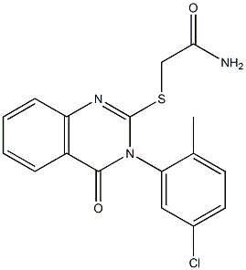 2-(2-Amino-2-oxoethylthio)-3-(5-chloro-2-methylphenyl)-quinazolin-4(3H)-one Struktur