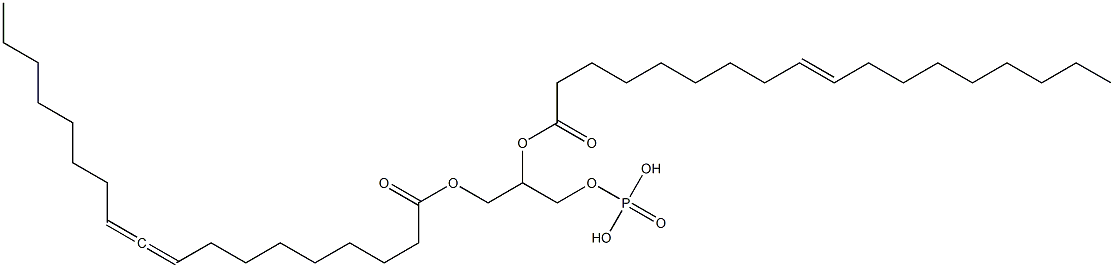 1-O-(1-Oxo-9,10-octadecadien-1-yl)-2-O-(9-octadecenoyl)-glycerol-3-phosphoric acid Struktur