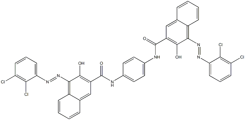 1,4-Bis[1-(dichlorophenylazo)-2-hydroxynaphthalene-3-carbonylamino]benzene Struktur