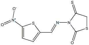 5-Nitro-2-[(2-oxo-4-thioxothiazolidin-3-yl)iminomethyl]thiophene Struktur