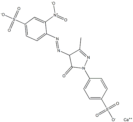 4-[4-[(2-Nitro-4-sulfophenyl)azo]-3-methyl-5-oxo-2-pyrazolin-1-yl]benzenesulfonic acid calcium salt Struktur