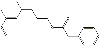 Phenylacetic acid 4,6-dimethyl-5,7-octadienyl ester Struktur