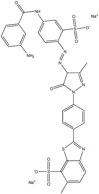 2-[4-[4-[[4-[(3-Aminophenyl)carbonylamino]-2-sulfophenyl]azo]-4,5-dihydro-3-methyl-5-oxo-1H-pyrazol-1-yl]phenyl]-6-methylbenzothiazole-7-sulfonic acid disodium salt Struktur