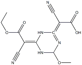 2,2'-(6-Methoxy-1,3,5-triazine-2,4(1H,3H)-diylidene)bis(2-cyanoacetic acid ethyl) ester Struktur