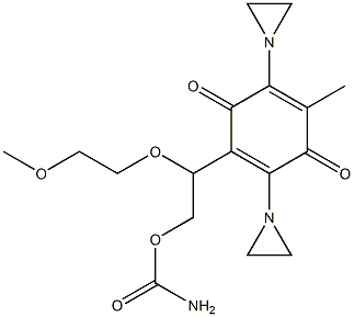 2,5-Bis(1-aziridinyl)-3-[1-(2-methoxyethoxy)-2-carbamoyloxyethyl]-6-methyl-1,4-benzoquinone Struktur