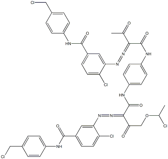 3,3'-[2-[(1-Chloroethyl)oxy]-1,4-phenylenebis[iminocarbonyl(acetylmethylene)azo]]bis[N-[4-(chloromethyl)phenyl]-4-chlorobenzamide] Struktur