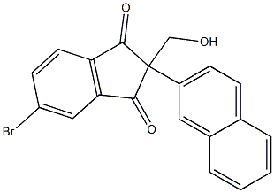 5-Bromo-2-(hydroxymethyl)-2-(2-naphtyl)-1,3-indanedione Struktur