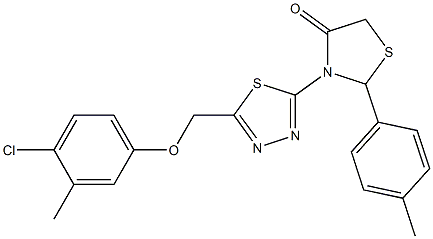 3,5-Dihydro-3-[5-[(4-chloro-3-methylphenoxy)methyl]-1,3,4-thiadiazol-2-yl]-2-[4-methylphenyl]thiazol-4(2H)-one Struktur