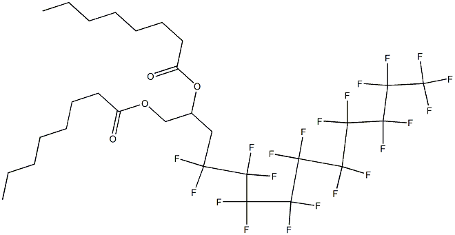 Dioctanoic acid 4,4,5,5,6,6,7,7,8,8,9,9,10,10,11,11,12,12,13,13,13-henicosafluoro-1,2-tridecanediyl ester Struktur