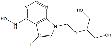 4-Hydroxyamino-5-iodo-7-(2-hydroxy-1-hydroxymethylethoxymethyl)-7H-pyrrolo[2,3-d]pyrimidine Struktur