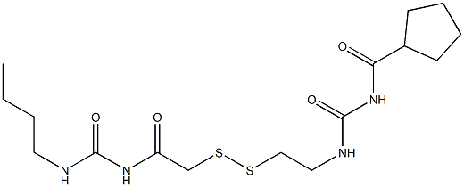 1-(Cyclopentylcarbonyl)-3-[2-[[(3-butylureido)carbonylmethyl]dithio]ethyl]urea Struktur