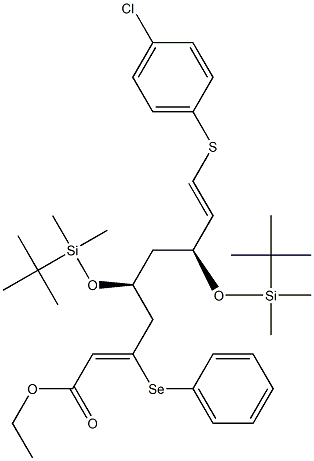 (2Z,5S,7S,8E)-9-(4-Chlorophenylthio)-5,7-bis[(tert-butyldimethylsilyl)oxy]-3-phenylseleno-2,8-nonadienoic acid ethyl ester Struktur