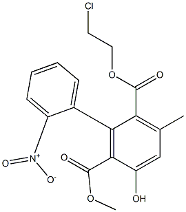 3-Methyl-5-hydroxy-2'-nitro-1,1'-biphenyl-2,6-dicarboxylic acid 2-(2-chloroethyl)6-methyl ester Struktur