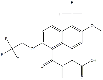 [N-[[2-(2,2,2-Trifluoroethoxy)-6-methoxy-5-trifluoromethyl-1-naphthalenyl]carbonyl]-N-methylamino]acetic acid Struktur