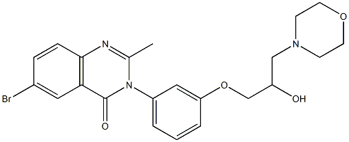 6-Bromo-3-[3-[2-hydroxy-3-morpholinopropoxy]phenyl]-2-methylquinazolin-4(3H)-one Struktur