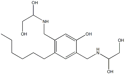 2,5-Bis[[(1,2-dihydroxyethyl)amino]methyl]-4-hexylphenol Struktur