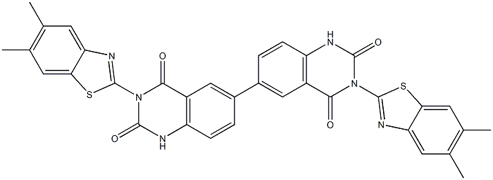 3,3'-Bis(5,6-dimethylbenzothiazol-2-yl)[6,6'-biquinazoline]-2,2',4,4'(1H,1'H,3H,3'H)-tetrone Struktur