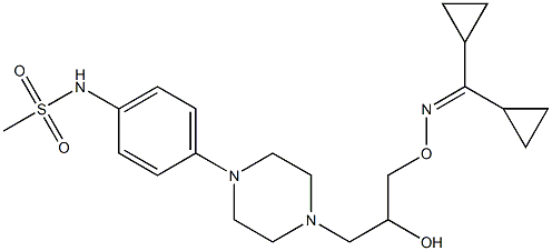 1-[4-[4-(Methylsulfonylamino)phenyl]-1-piperazinyl]-3-[(dicyclopropylmethylene)aminooxy]-2-propanol Struktur