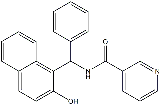 N-[Phenyl(2-hydroxy-1-naphtyl)methyl]pyridine-3-carboxamide Struktur