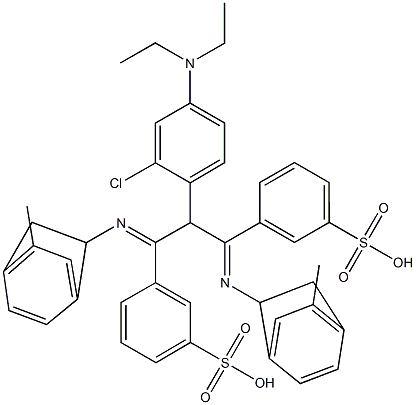 3,3'-[(4-Diethylamino-2-chlorophenyl)methylenebis[3-methyl-4,1-phenylene(ethylimino)methylene]]bis(benzenesulfonic acid) Struktur