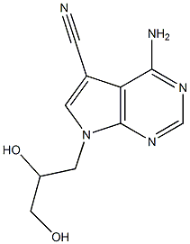 4-Amino-7-(2,3-dihydroxypropyl)-7H-pyrrolo[2,3-d]pyrimidine-5-carbonitrile Struktur