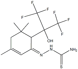 6-(2,2,2-Trifluoro-1-hydroxy-1-trifluoromethylethyl)-3,5,5-trimethyl-2-cyclohexen-1-one thiosemicarbazone Struktur