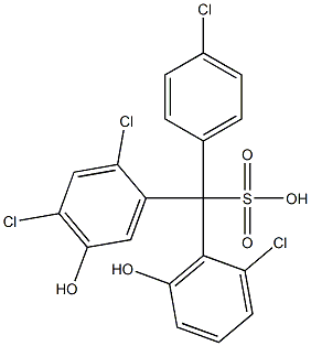 (4-Chlorophenyl)(2-chloro-6-hydroxyphenyl)(2,4-dichloro-5-hydroxyphenyl)methanesulfonic acid Struktur