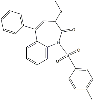 5-Phenyl-3-(methylthio)-1-[(4-methylphenyl)sulfonyl]-1H-1-benzazepin-2(3H)-one Struktur