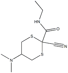 2-Cyano-5-(dimethylamino)-N-ethyl-1,3-dithiane-2-carboxamide Struktur