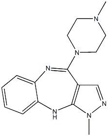 1-Methyl-4-(4-methylpiperazin-1-yl)-1,10-dihydropyrazolo[3,4-b][1,5]benzodiazepine Struktur