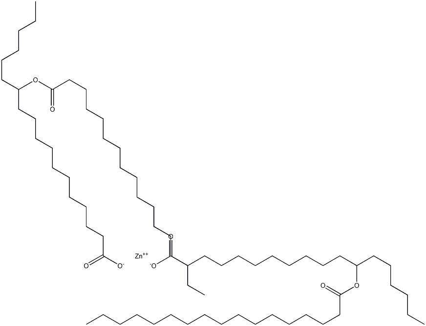 Bis(12-heptadecanoyloxyoctadecanoic acid)zinc salt Struktur