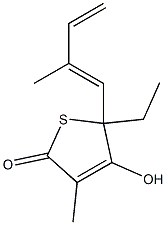 2-Ethyl-3-hydroxy-4-methyl-2-(2-methyl-1,3-butadien-1-yl)-2,5-dihydrothiophen-5-one Struktur