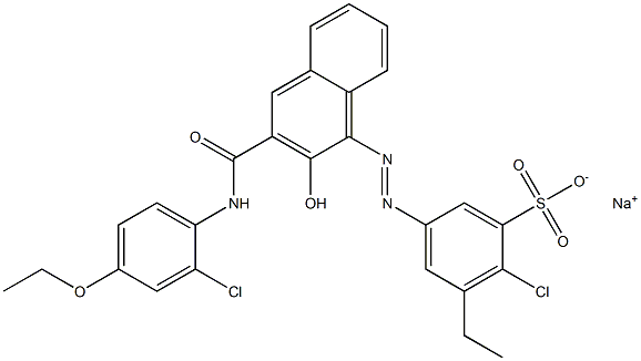 2-Chloro-3-ethyl-5-[[3-[[(2-chloro-4-ethoxyphenyl)amino]carbonyl]-2-hydroxy-1-naphtyl]azo]benzenesulfonic acid sodium salt Struktur