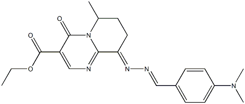 9-[2-(4-Dimethylaminobenzylidene)hydrazono]-6-methyl-6,7,8,9-tetrahydro-4-oxo-4H-pyrido[1,2-a]pyrimidine-3-carboxylic acid ethyl ester Struktur