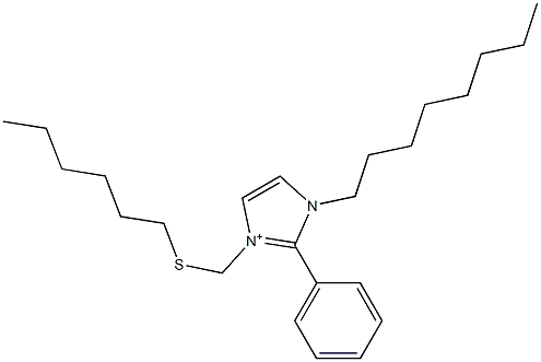 1-Octyl-2-phenyl-3-[(hexylthio)methyl]-1H-imidazol-3-ium Struktur