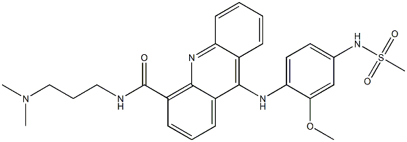 N-(3-Dimethylaminopropyl)-9-(4-methylsulfonylamino-2-methoxyphenylamino)acridine-4-carboxamide Struktur