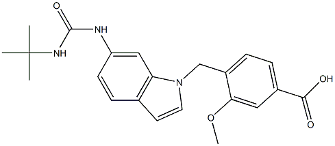 4-[6-[3-tert-Butylureido]-1H-indol-1-ylmethyl]-3-methoxybenzoic acid Struktur