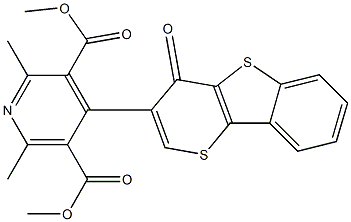 2,6-Dimethyl-4-[4-oxo-4H-thiopyrano[3,2-b][1]benzothiophen-3-yl]pyridine-3,5-dicarboxylic acid dimethyl ester Struktur